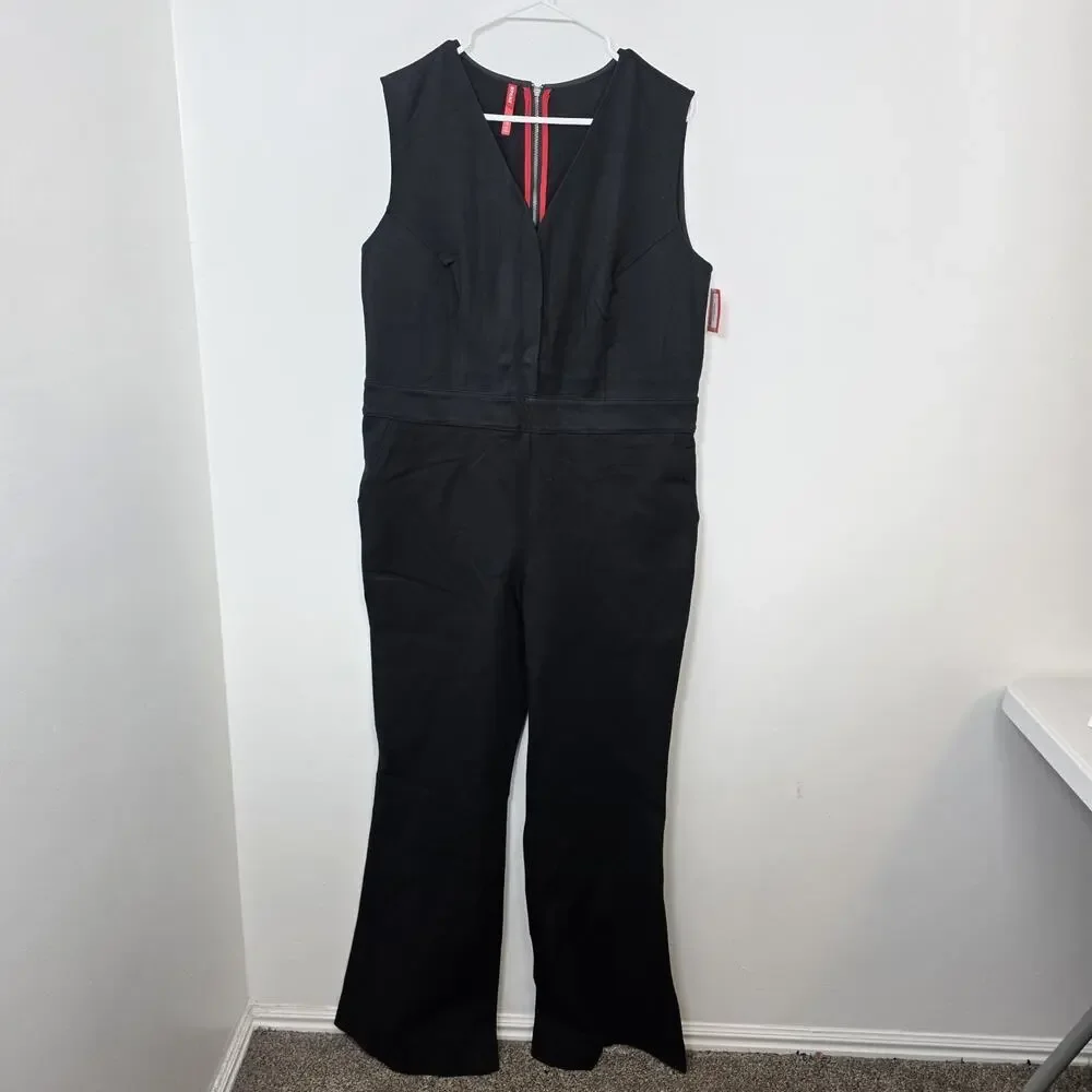 Spanx Black The Perfect Sleeveless Stretchy‎ Fitted Minimalist Jumpsuit Size XL